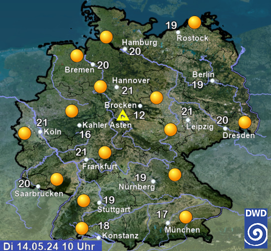 aktuelles Wetter und aktuelle Temperatur in Deutschland